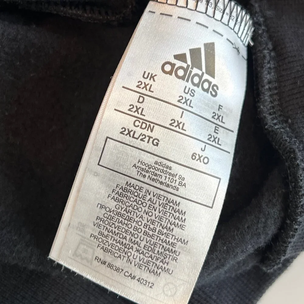 Adidas Men Size 2XL Huskies Black Duo Bars Lifestyle Pullover Hooded Sweatshirt
